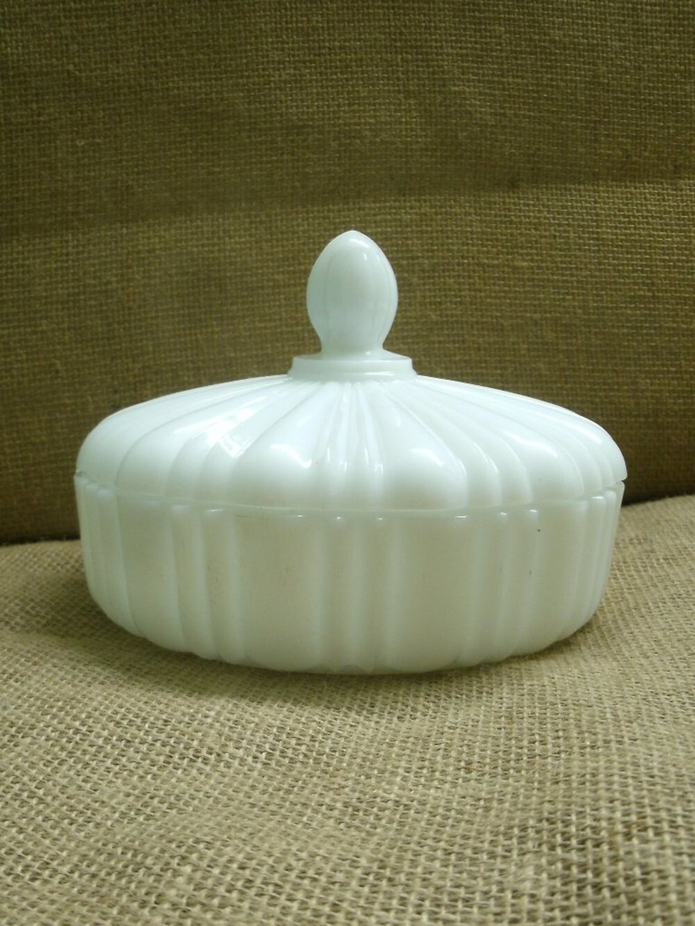 Vintage Anchor Hocking Old Cafe Milk Glass Candy Dish